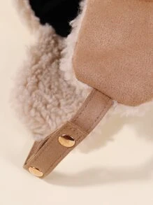 Toddler Kids Pom Pom Decor Fuzzy Hat - Coffee Brown - View 5