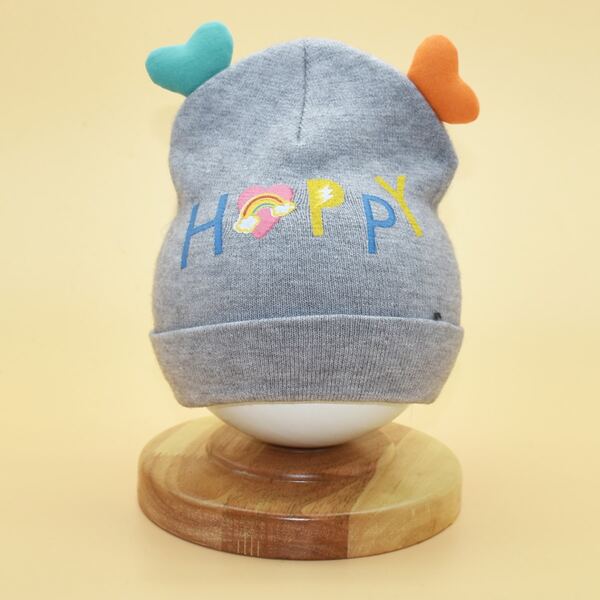 

Toddler Kids Letter Graphic Beanie, Grey