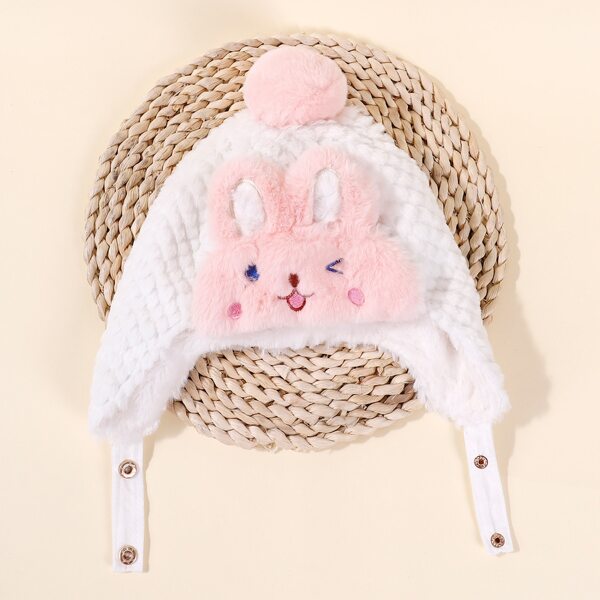 

Toddler Girls Cartoon Animal Design Hat, White