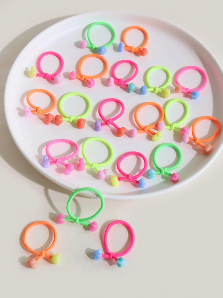 20 stuks eenvoudige haarelastiekjes in willekeurige kleuren voor tienermeisjes - Veel kleurig - Bekijken 3