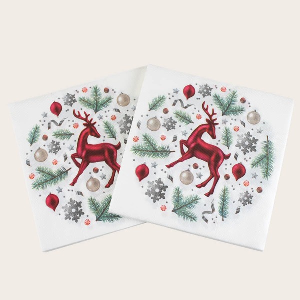 

20pcs Christmas Deer Print Disposable Napkin, Multicolor