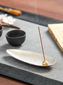 1pc Leaf Design Incense Burner - Silver - View 1