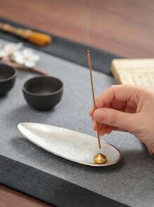 1pc Leaf Design Incense Burner - Silver - View 2