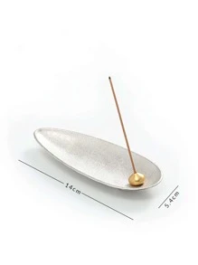 1pc Leaf Design Incense Burner - Silver - View 3