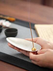 1pc Leaf Design Incense Burner - Silver - View 4