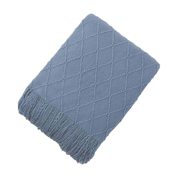 

Plain Tassel Decor Blanket, Blue