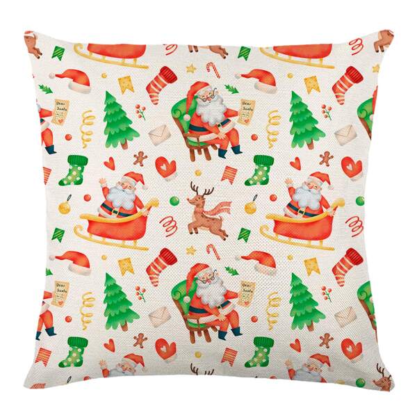 

Christmas Cartoon Graphic Outdoor Waterproof Cushion Cover Without Filler, Multicolor