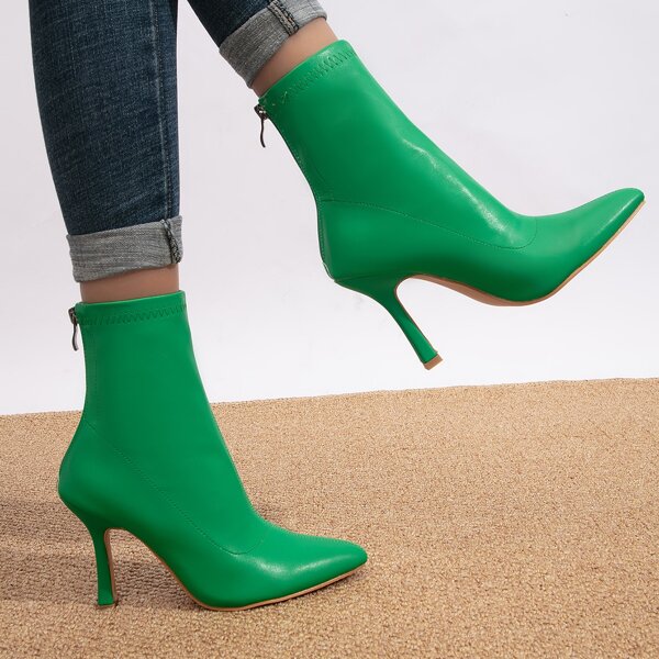 

Minimalist Stiletto Heeled Boots, Green