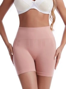 Women's High Stretch Pink Plain Casual Comfy Shorts - Pink - View 3
