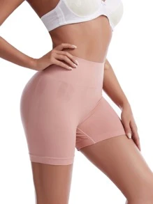 Women's High Stretch Pink Plain Casual Comfy Shorts - Pink - View 4