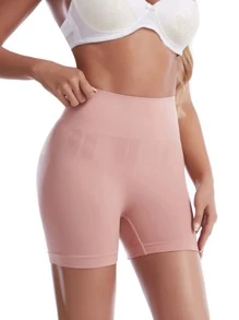 Women's High Stretch Pink Plain Casual Comfy Shorts - Pink - View 5