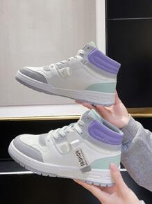 字母織帶裝飾板鞋 - 灰色 - 查看 5