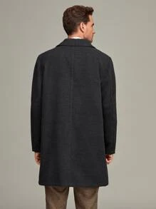 Manfinity Áo choàng Nam Túi Dây kéo Nút phía trước màu trơn Giải trí - Màu xám đen - Xem 2