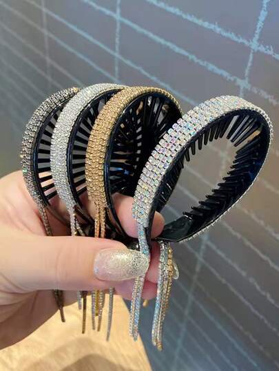2pcs Random Rhinestone Decor Hair Tie