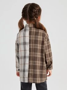 SHEIN Cô Gái Trẻ Hai âm Kẻ sọc Túi có nắp Thả vai Áo sơ mi - Nhiều màu - Xem 2