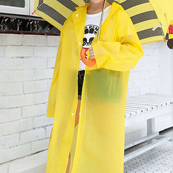 

1pc Solid Color Kids Raincoat, Yellow