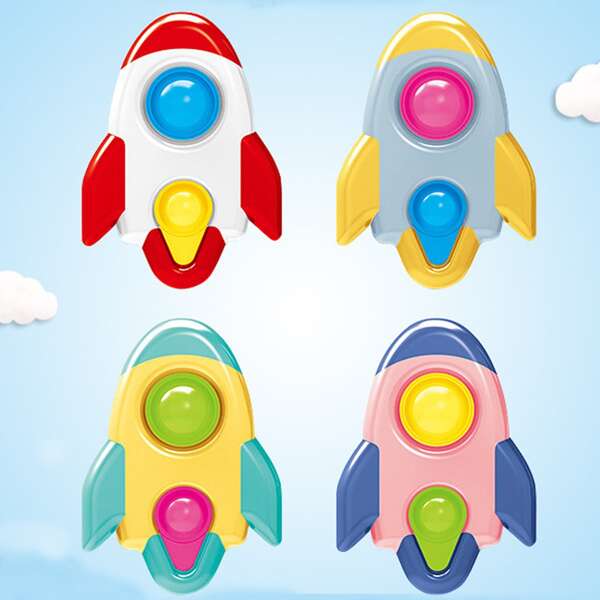 

1pc Rocket Shaped Random Color Push Pop Bubble, Multicolor