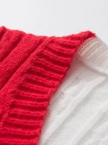 Niñitas Cárdigan de color combinado tejido de cable con doble bolsillo - Multicolor - Ver 3