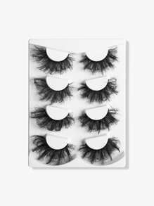 豐盈假睫毛，4對20毫米凌亂十字，優雅長睫毛 - 黑色 - 查看 1