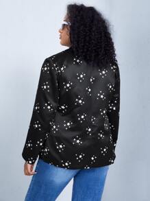 SHEIN Blazer con estampado de estrella con botones - Negro - Ver 3