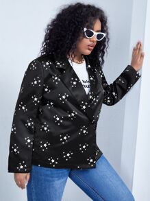 SHEIN Blazer con estampado de estrella con botones - Negro - Ver 4