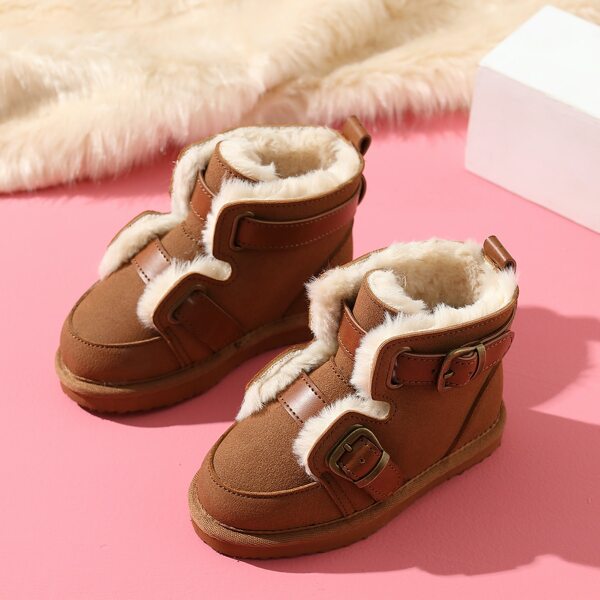 

Boys Buckle Decor Waterproof Snow Boots, Maroon