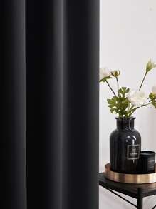 Plain Single Panel Waterproof Door Curtain - Black - View 3