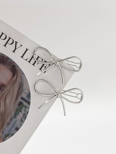 2个蝴蝶结装饰发夹，街头情人节爪夹，发爪发卡，发夹，学校用品，发饰，头部饰品，女士发饰