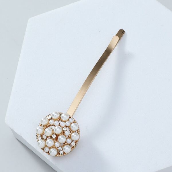 

Faux Pearl Decor Hair Clip, Gold
