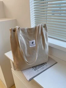 1 件休闲可折叠灯芯绒购物袋可重复使用手提包轻便单肩包适合日常旅行书包，大容量，经典休闲，可折叠，便携，适合少女女大学生，非常适合返校、购物、中学、高中、大学，时尚大号手提包，最佳秋季灵感创意