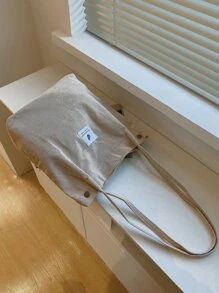 1 件休闲可折叠灯芯绒购物袋可重复使用手提包轻便单肩包适合日常旅行书包，大容量，经典休闲，可折叠，便携，适合少女女大学生，非常适合返校、购物、中学、高中、大学，时尚大号手提包，最佳秋季灵感创意