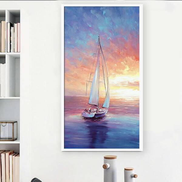 

Sailboat Print DIY Diamond Unframed Painting, Multicolor