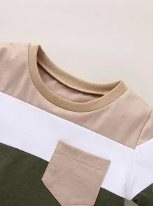 SHEIN Toddler Boys Colour Block Sweatshirt & Joggers - Army Green - View 4