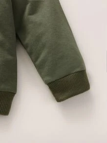 SHEIN Toddler Boys Colour Block Sweatshirt & Joggers - Army Green - View 5