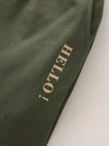 SHEIN Toddler Boys Colour Block Sweatshirt & Joggers - Army Green - View 7