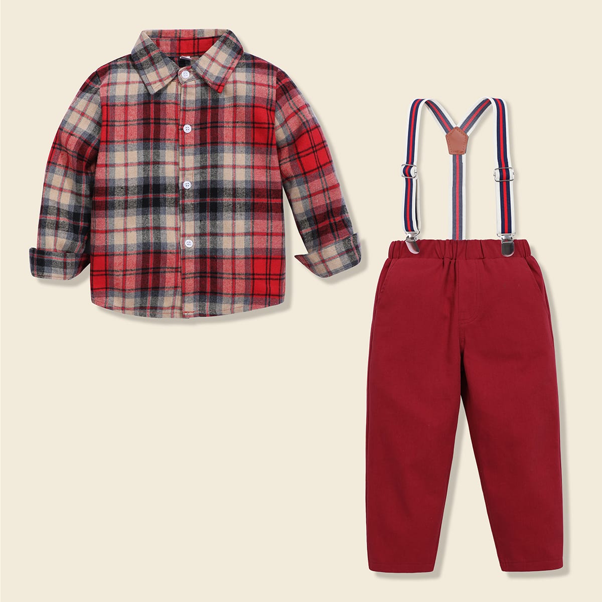 для мальчиков в клетку Рубашка & Брюки на подтяжках