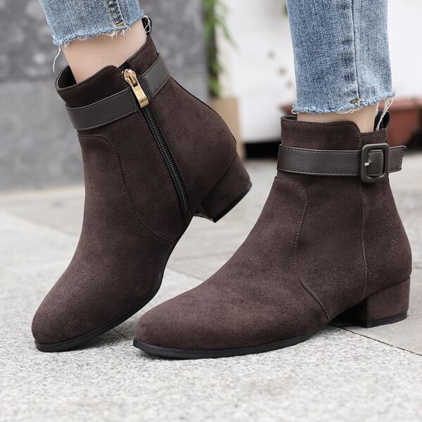 

Suede Side Zipper Classic Boots, Chocolate brown