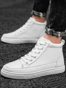 Men Letter Graphic High Top  Skate Shoes - White - View 1