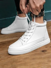 Men Letter Graphic High Top  Skate Shoes - White - View 2