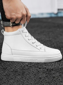 Men Letter Graphic High Top  Skate Shoes - White - View 3