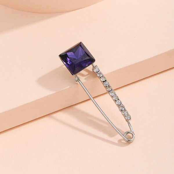 

Rhinestone Decor Safety Pin Brooch, Multicolor