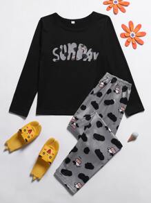 Girls Cartoon Print PJ Set - Multicolor - View 1