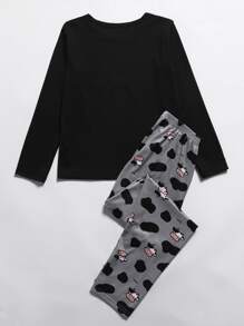 Girls Cartoon Print PJ Set - Multicolor - View 2