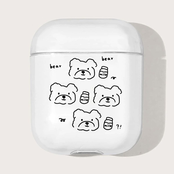 

Чехол для Airpods с узором медведя, Прозрачный