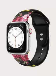 Flower Pattern Watchband Compatible With Apple Watch - Multicolor - View 1