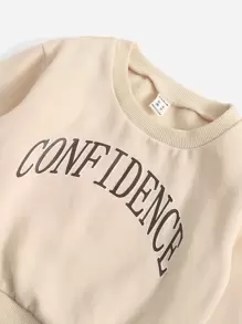 SHEIN Leap Crew 年輕女孩字母圖形運動衫和緊身褲 - 彩色 - 查看 4