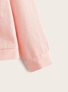 SHEIN Niñas Cazadora de hombros caídos con doble bolsillo - Rosa Pálido - Ver 3