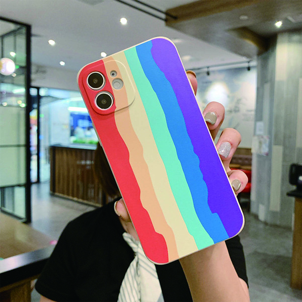 

Rainbow Stripe Phone Case, White
