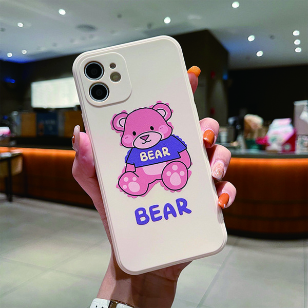 

Cartoon Bear Phone Case, White