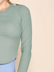 Removable Bust Padded Solid Sports Tee - Mint Green - View 5